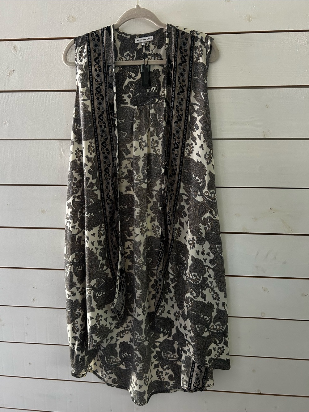 New Crosstree Lane Paisley Boho Open Duster Vest Women’s Free Size